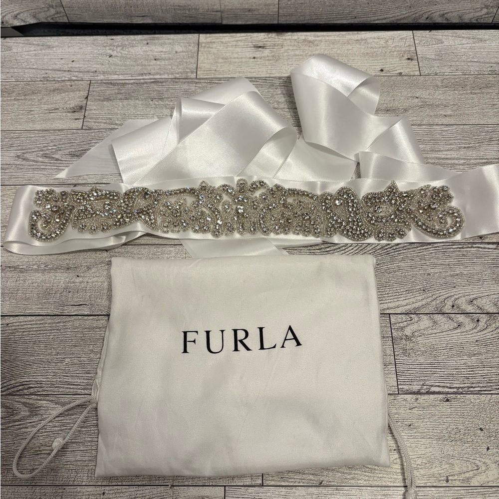 Furla Elegant White and Silver Belt